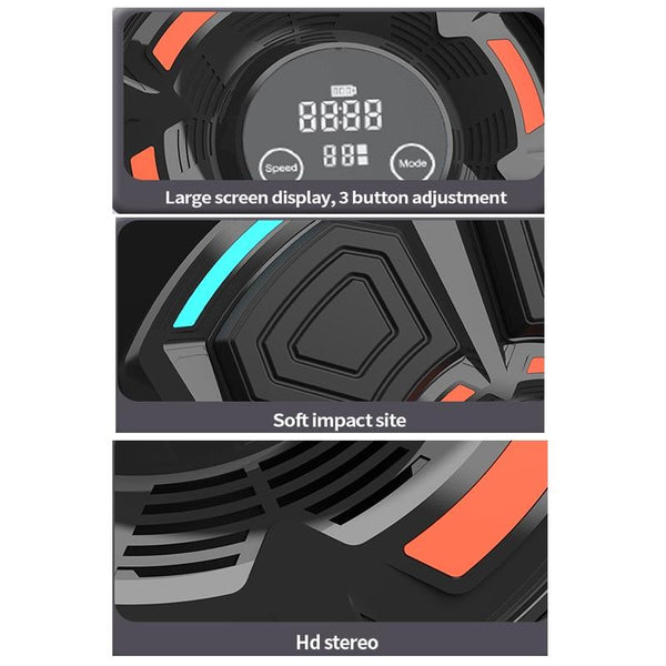 9 Speed Bluetooth Music Boxing Machine With Lights Black Strike Pads & Mitts