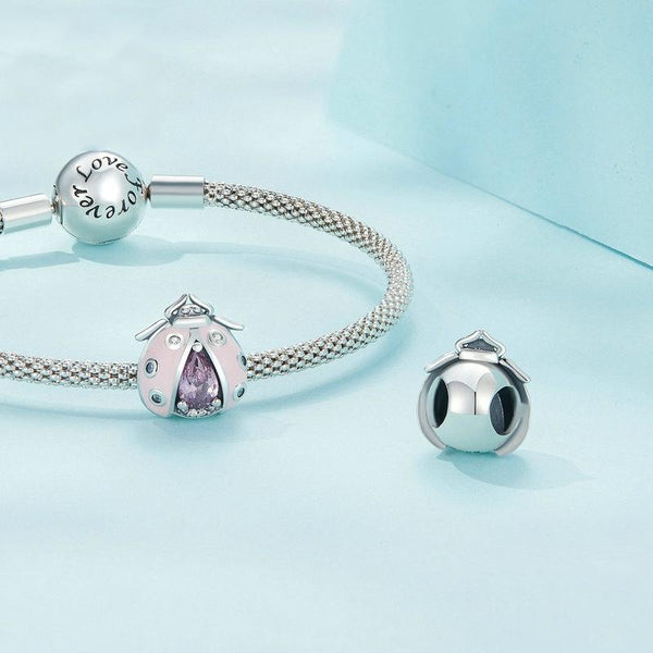 925 Sterling Silver Ladybug Bracelet With Beads Charms & Pendants