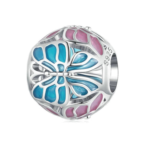 925 Sterling Silver Platinum Plated Butterfly Bracelet In Charms & Pendants