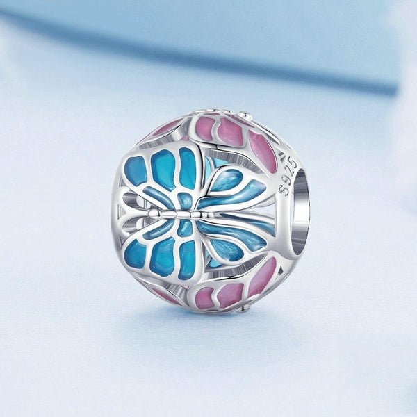 925 Sterling Silver Platinum Plated Butterfly Bracelet In Charms & Pendants