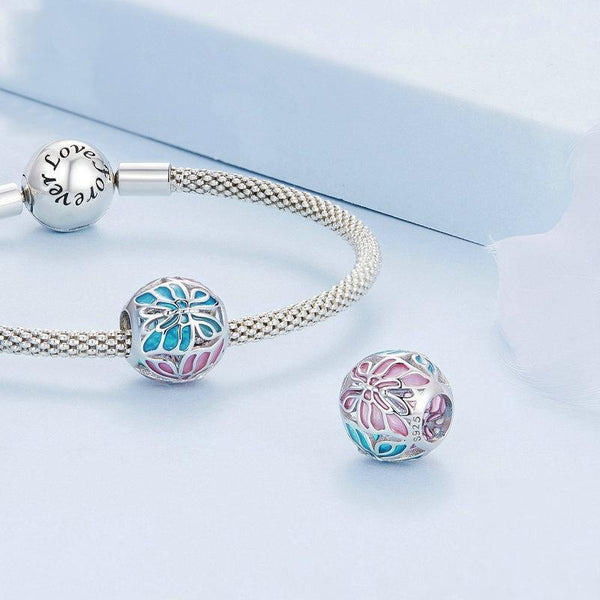 925 Sterling Silver Platinum Plated Butterfly Bracelet In Charms & Pendants