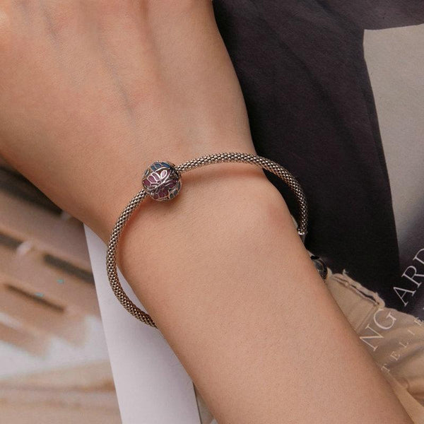 925 Sterling Silver Platinum Plated Butterfly Bracelet In Charms & Pendants