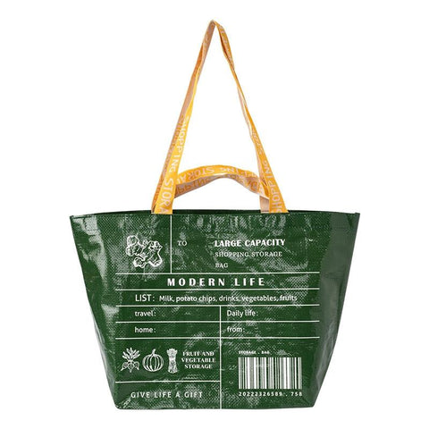 Eco Friendly Large Capacity Folding Shopping Bag Beige Green Reusable Shopping Bags