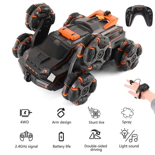 Spray Stunt Car With 2.4G Six Wheel Drift Ultimate Fun Black Orange Rc Model Vehicles