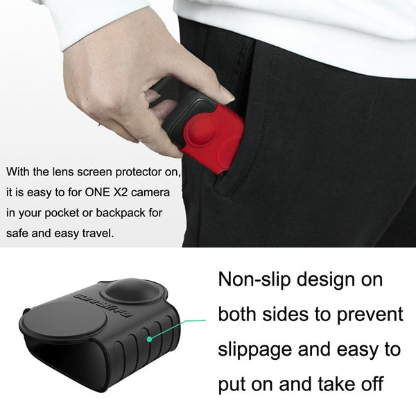 Silicone Protective Case For Insta360 One X2 With Red Lens Screen Audio And Video Camera Cases Bags & Covers