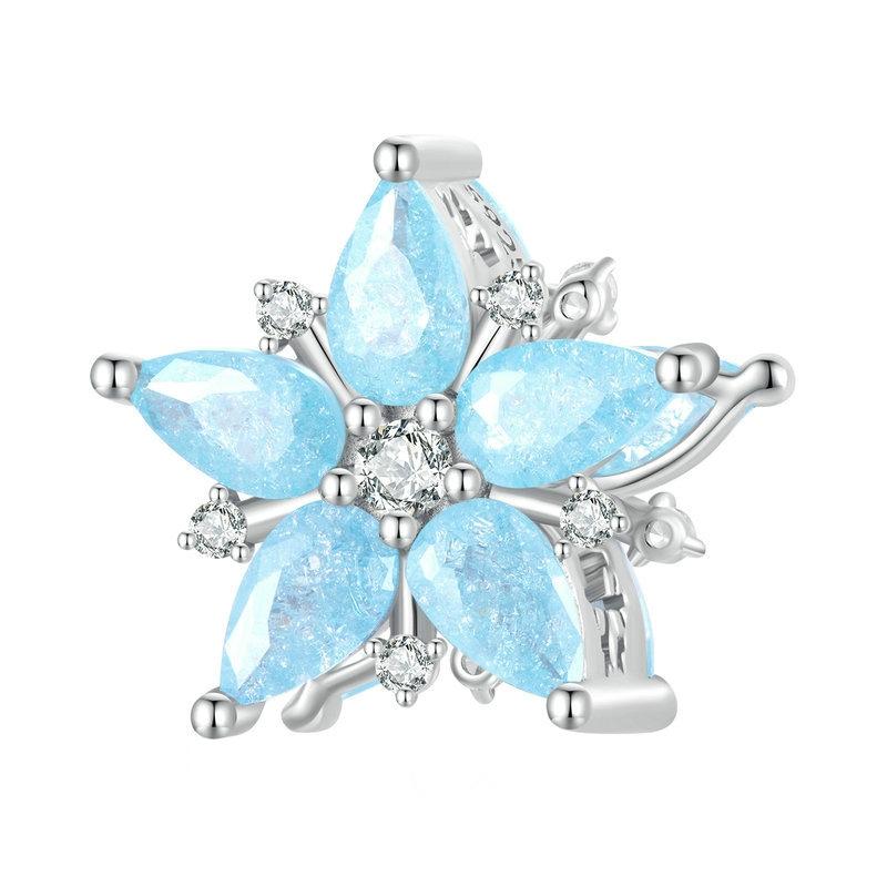 925 Sterling Silver Diy Winter Snowflake Bracelet Bead Charms & Pendants