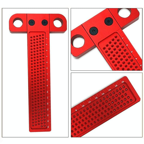 Woodworking T Shaped Hole Marking Ruler Red Measuring Tapes & Rulers