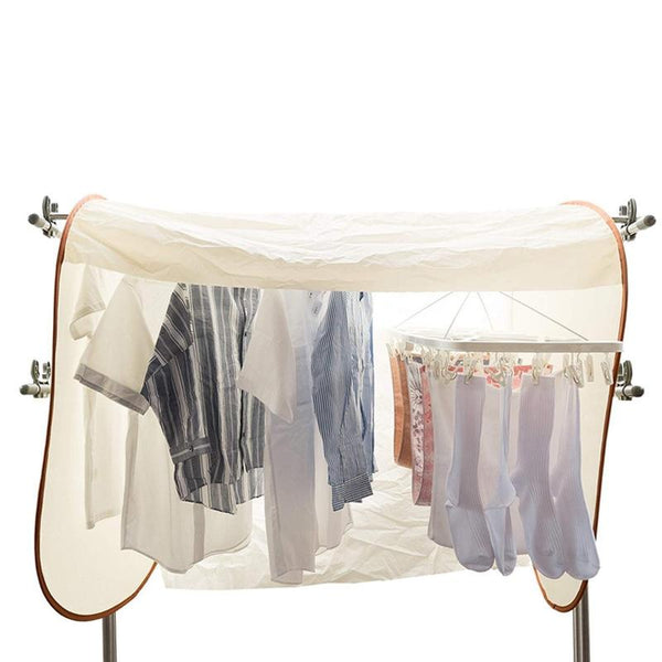 Beige Outdoor Clothes Drying Cover Dustproof Rainproof Sun Protection Clothes Airers