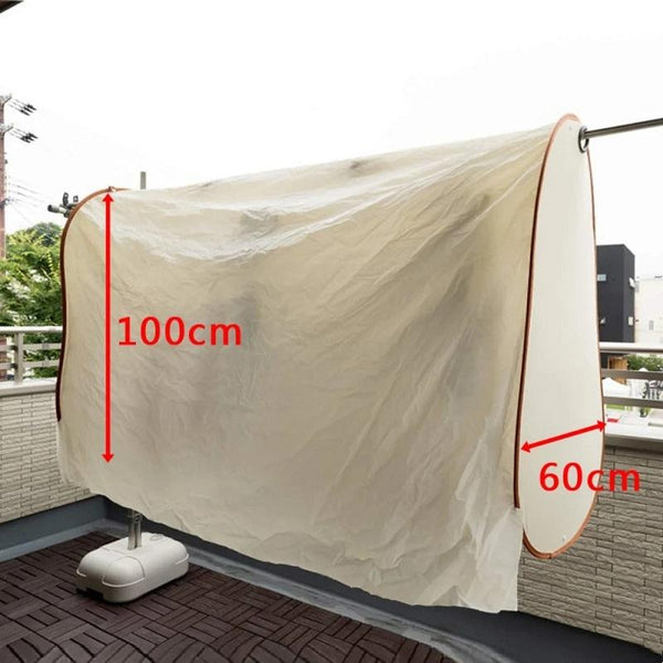 Beige Outdoor Clothes Drying Cover Dustproof Rainproof Sun Protection Clothes Airers