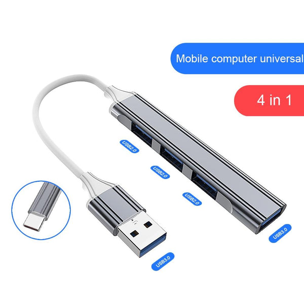 4 In 1 Mini Docking Station Type C / Usb 3.0 Silver Chargers & Docking Stations