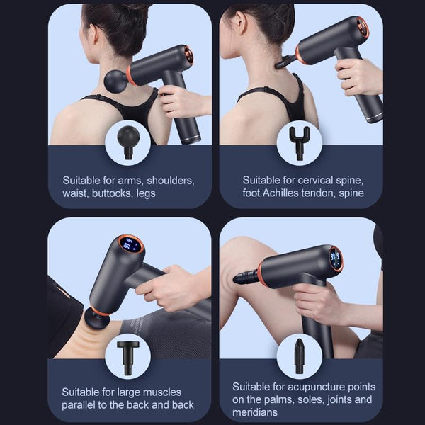 Professional Muscle Relaxing Massage Gun For Fitness And Body Care Black Massagers