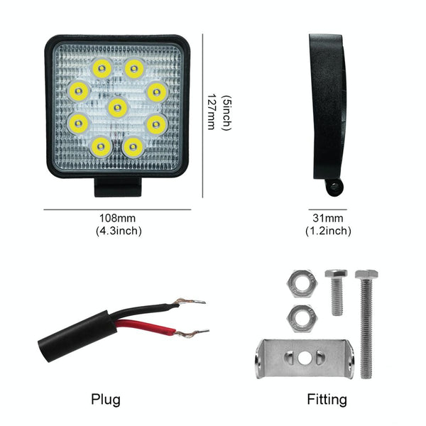 6.7W White Light Square Shaped Waterproof Car Boat Marine Work Lights Spotlight Led Bulbs Dc 9 30V Torches & Work Lights