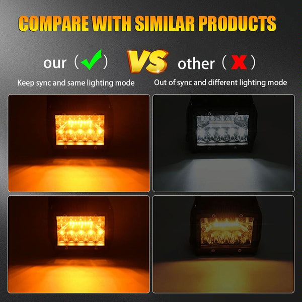 4 Inch 13W Row Car Led Strip Light Working Refit Off Road Vehicle Lamp Roof With Yellow White Flash Led Car Lights