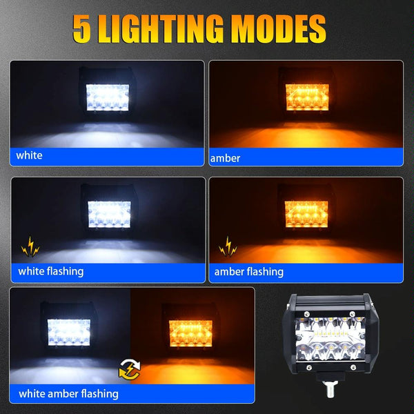 4 Inch 13W Row Car Led Strip Light Working Refit Off Road Vehicle Lamp Roof With Yellow White Flash Led Car Lights