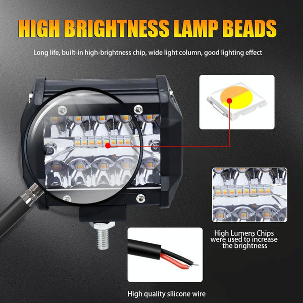 4 Inch 13W Row Car Led Strip Light Working Refit Off Road Vehicle Lamp Roof With Yellow White Flash Led Car Lights