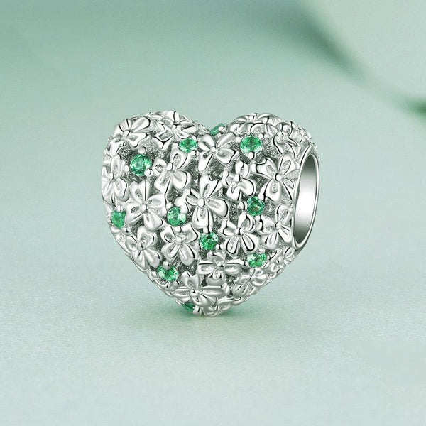 925 Sterling Silver Green Zircon Clover Beads Charms & Pendants