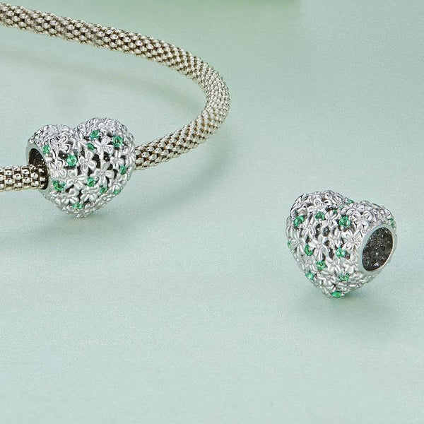925 Sterling Silver Green Zircon Clover Beads Charms & Pendants