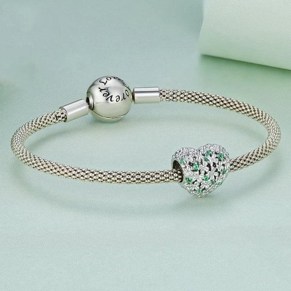 925 Sterling Silver Green Zircon Clover Beads Charms & Pendants