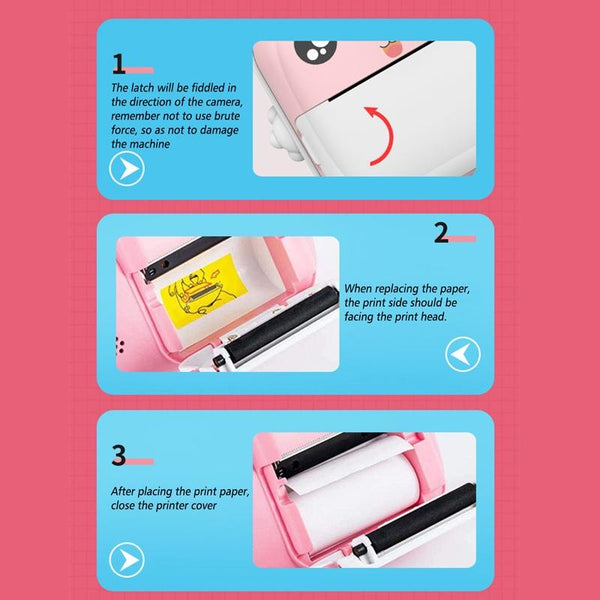 Children Instant Camera Mini Thermal Hd Printer Video Photo Digital Blue 16G Instant Cameras