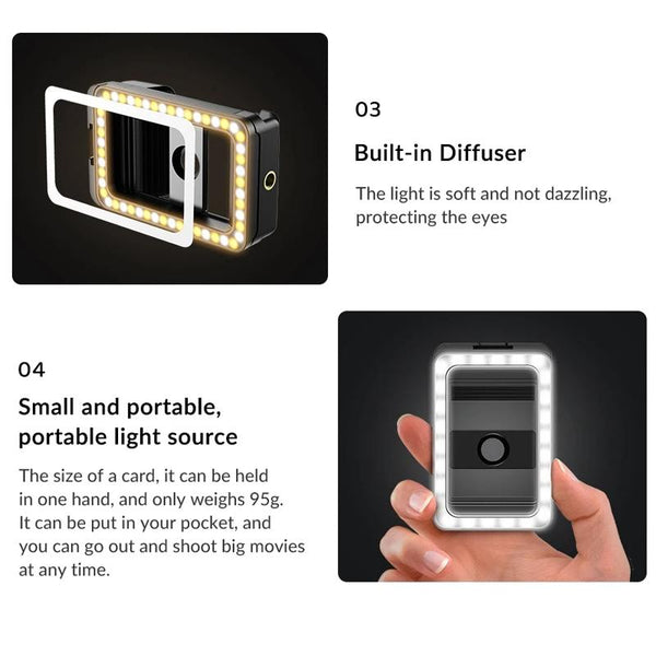 Universal Phone Clip With Multifunctional Fill Light 1 / 4 & M17 M37 Thread Interface Selfie Lights