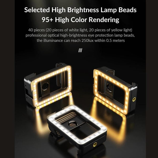 Universal Phone Clip With Multifunctional Fill Light 1 / 4 & M17 M37 Thread Interface Selfie Lights