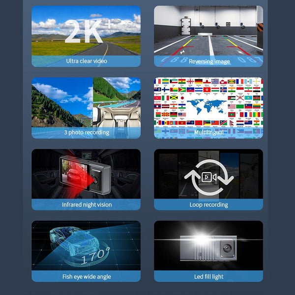 3 In 1 Car Dash Cam With Wifi 1080P Night Vision Ips Screen 32Gb Car Audio In Dash Units