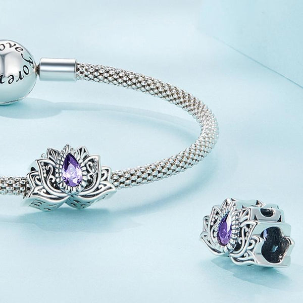 925 Sterling Silver Zircon Lotus Bracelet Bracelets