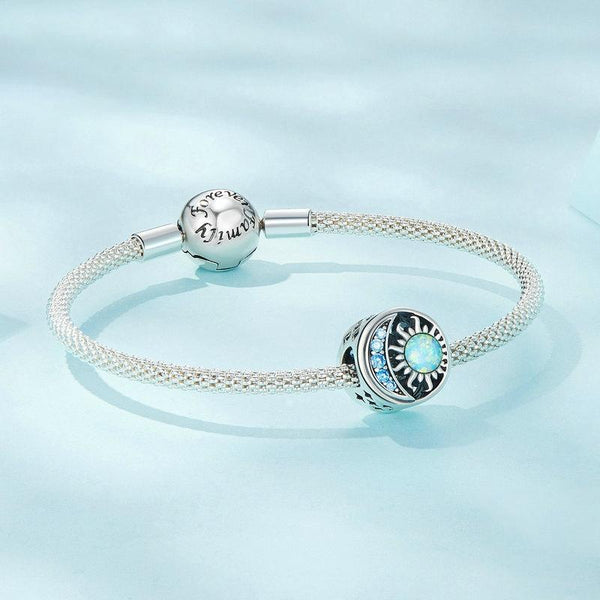 925 Sterling Silver Opal Sun Star & Moon Bracelet Bracelets