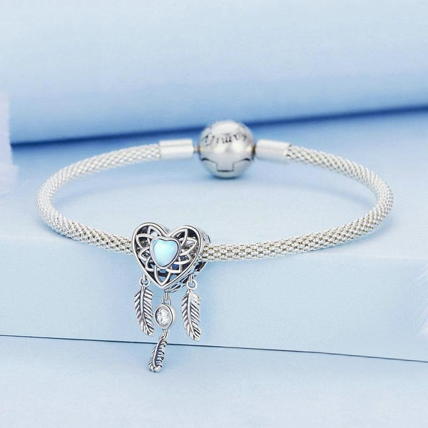 925 Sterling Silver Zircon Heart Dreamcatcher Bracelet Bracelets