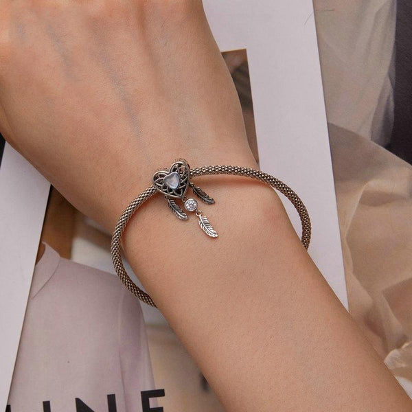 925 Sterling Silver Zircon Heart Dreamcatcher Bracelet Bracelets