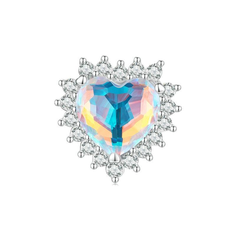 925 Sterling Silver Heart Charm Glass Bead Bracelet Charms & Pendants