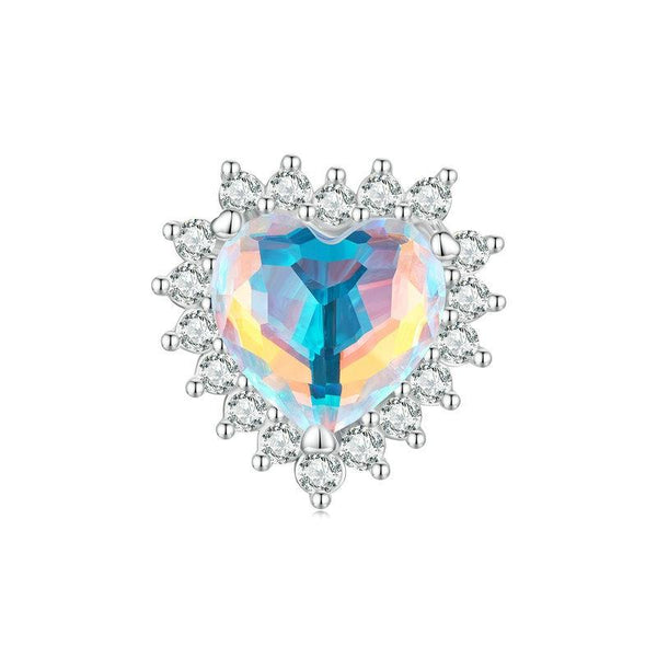 925 Sterling Silver Heart Charm Glass Bead Bracelet Charms & Pendants