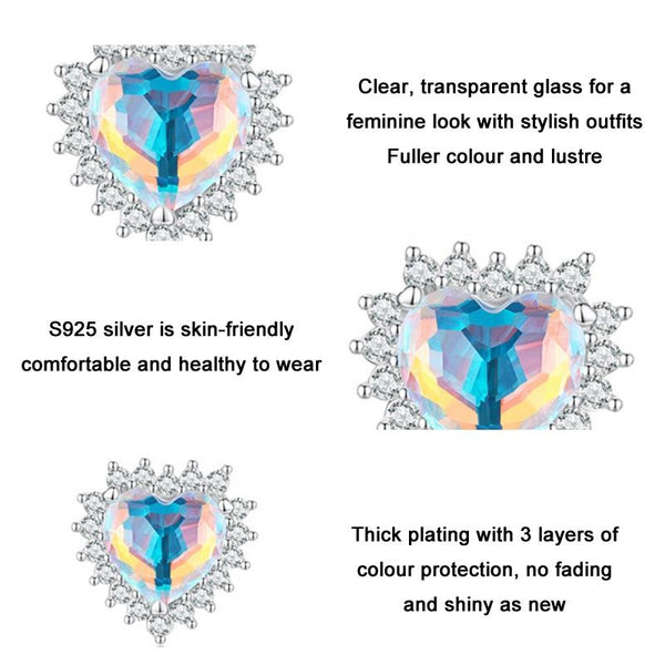 925 Sterling Silver Heart Charm Glass Bead Bracelet Charms & Pendants