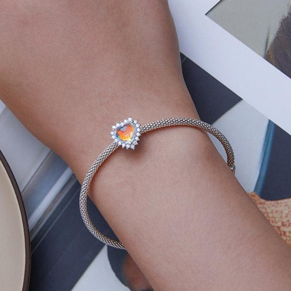 925 Sterling Silver Heart Charm Glass Bead Bracelet Charms & Pendants