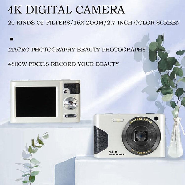 Retro 4K Digital Camera With 2.7 Lcd Screen 30W White Digital Cameras