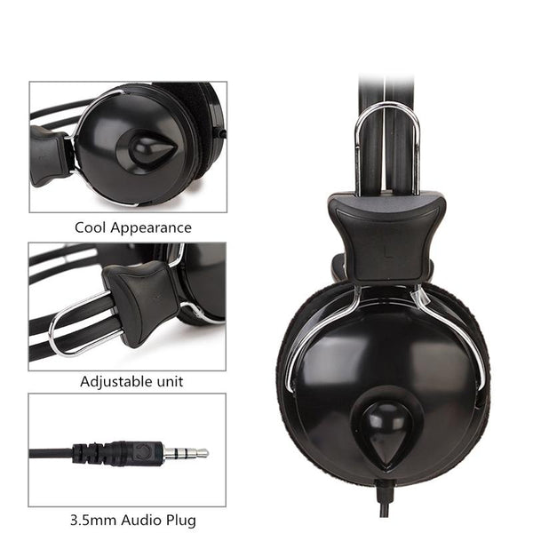 Black 3.5Mm Office Headset 1.6M Cable For Online Classes Headsets