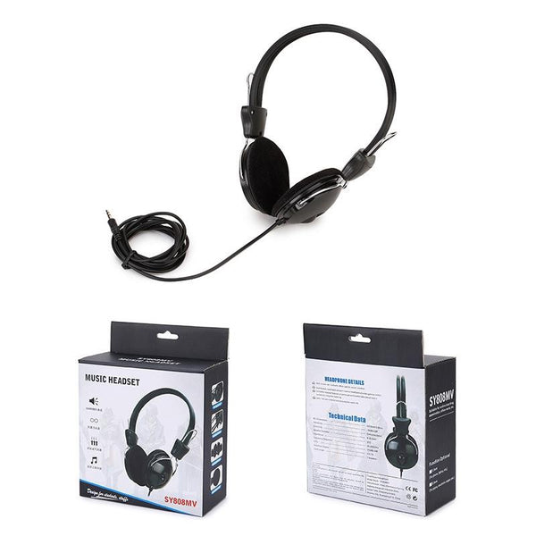 Black 3.5Mm Office Headset 1.6M Cable For Online Classes Headsets