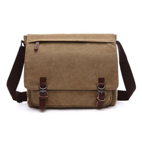 Khaki Canvas Business Messenger Bag Large Bags