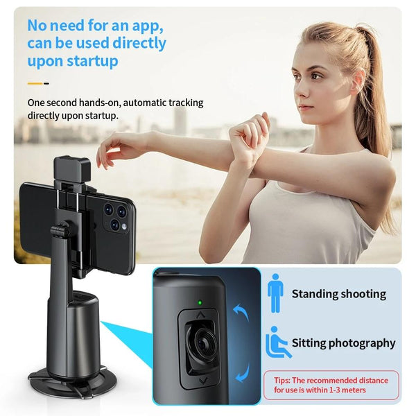 Auto Tracking Gimbal Stabilizer With Fill Light And Selfie Stick 360 Degree Rotation Stabilizers