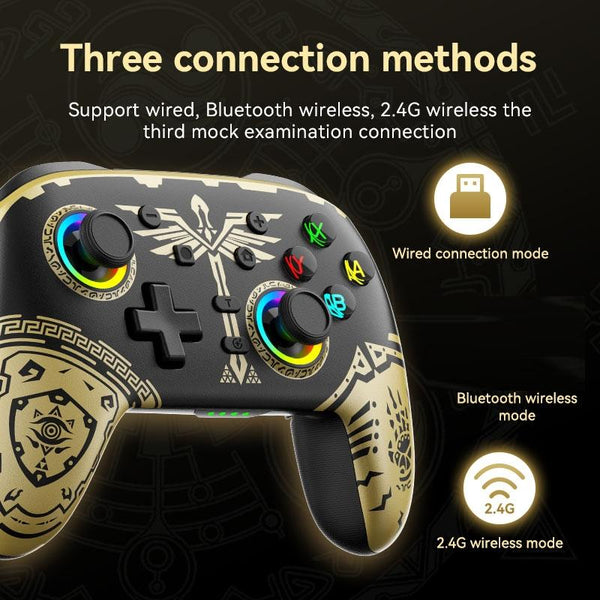 Wireless Gamepad For Nintendo Switch / Pro Tooth Design Tbd0603716901 Black Gold Controllers & Attachments