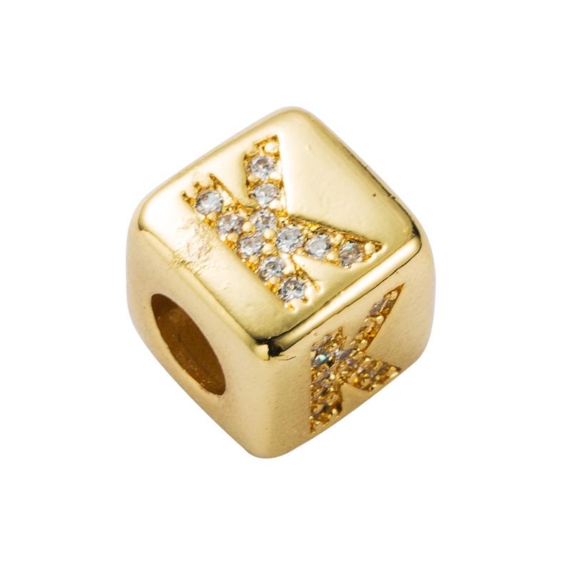 Brass Micro Inlaid Couple Red String Pull Diy Bracelet English Letter Beads Style K Charms & Pendants