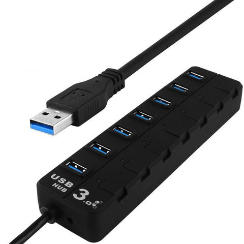 7 Port Usb 3.0 Hub With Individual Switches Black Usb Cables Hubs & Adapters