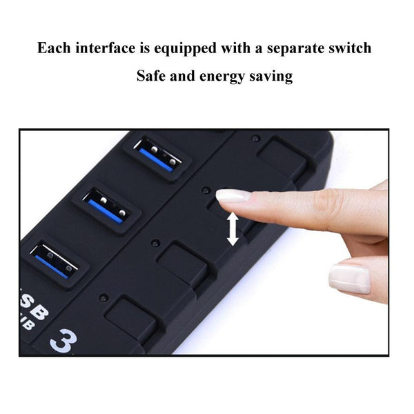 7 Port Usb 3.0 Hub With Individual Switches Black Usb Cables Hubs & Adapters