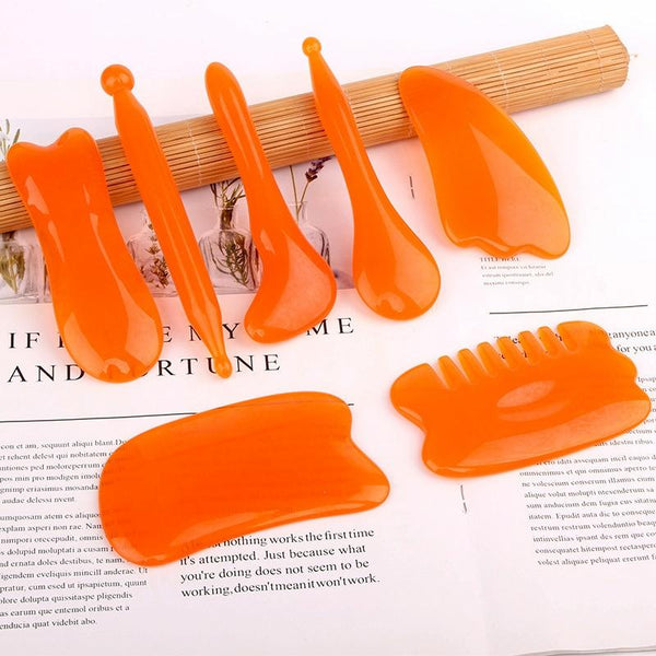 Facial Tendon Stick For Massage And Acupuncture Resin Scraping Sheet Beauty Salon Shave Board Yellow Point Massagers
