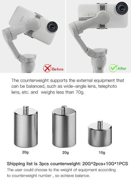 50G Anti Shake Counterweight For Dji Om4 / Mobile 3 Gimbal Stabilizers