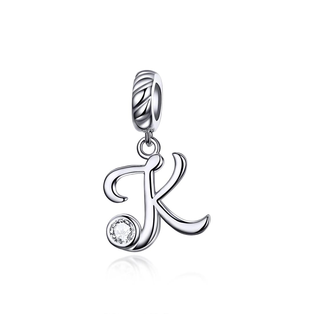 925 Sterling Silver 26 English Letter Pendant For Diy Bracelet Or Necklace Style K Charms & Pendants