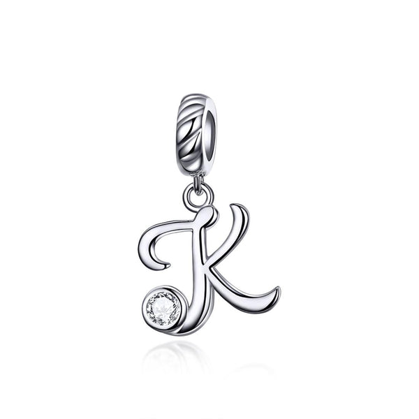 925 Sterling Silver 26 English Letter Pendant For Diy Bracelet Or Necklace Style K Charms & Pendants