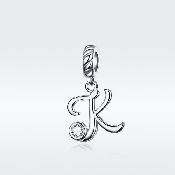 925 Sterling Silver 26 English Letter Pendant For Diy Bracelet Or Necklace Style K Charms & Pendants