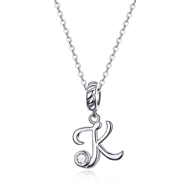 925 Sterling Silver 26 English Letter Pendant For Diy Bracelet Or Necklace Style K Charms & Pendants