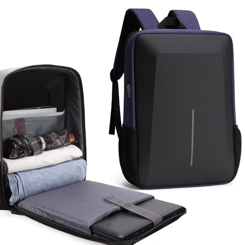 Anti Theft Hard Shell Backpack For Men With Alloy Frame Blue Backpacks